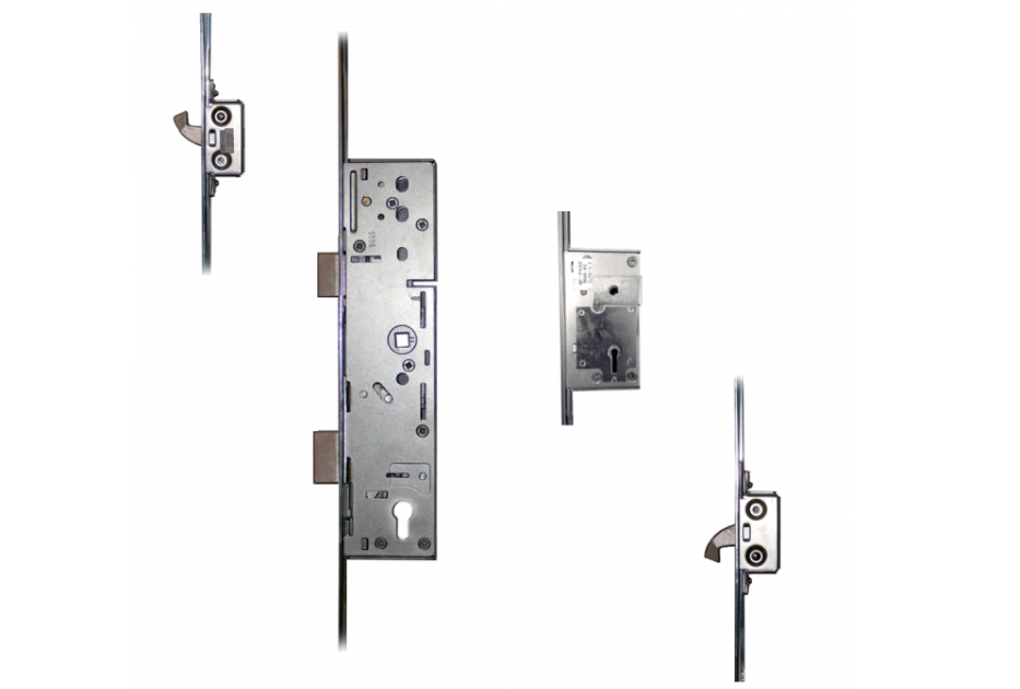 Lever Operated Latch & Deadbolt Split Spindle - 20mm Faceplate - 2 Large Hooks & Deadlock
