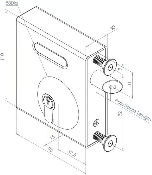 Bolt on Gate Deadlocking Latch - Suits 40-60mm Box Sections