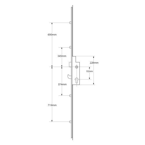 XL Latch Hook 4 Rollers Split Spindle Multipoint Door Lock