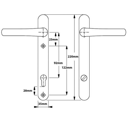 Pro Secure TS007 2* Lever Lever UPVC Multipoint Door Handles - 92mm PZ Sprung 122mm Screw Centres