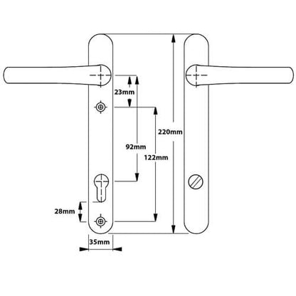 Pro Secure TS007 2* Lever Lever UPVC Multipoint Door Handles - 92mm PZ Sprung 122mm Screw Centres