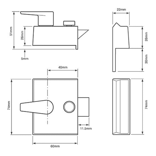 1027 Non Deadlocking Nightlatch (case only)