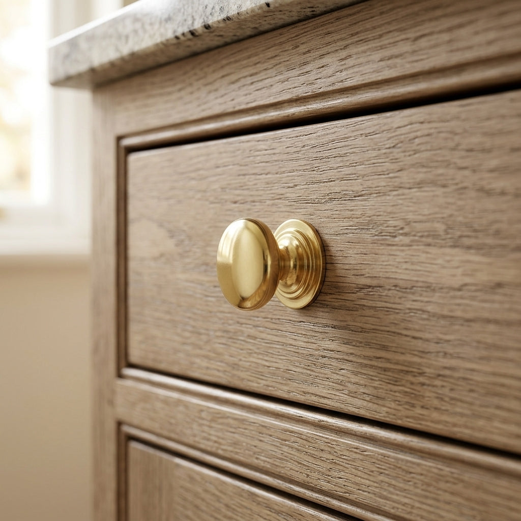 Waltz Round Cupboard Knob on Stepped Rose