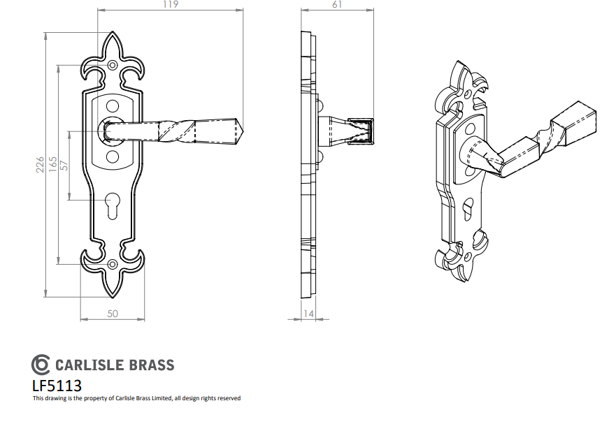 Barley Twist Lever on Gothic Backplate