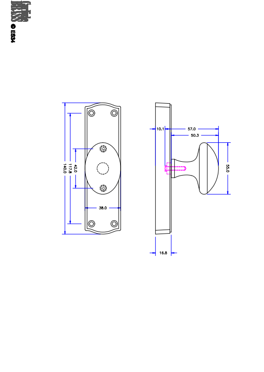 Espagnolette Bolt - Oval Knob Set
