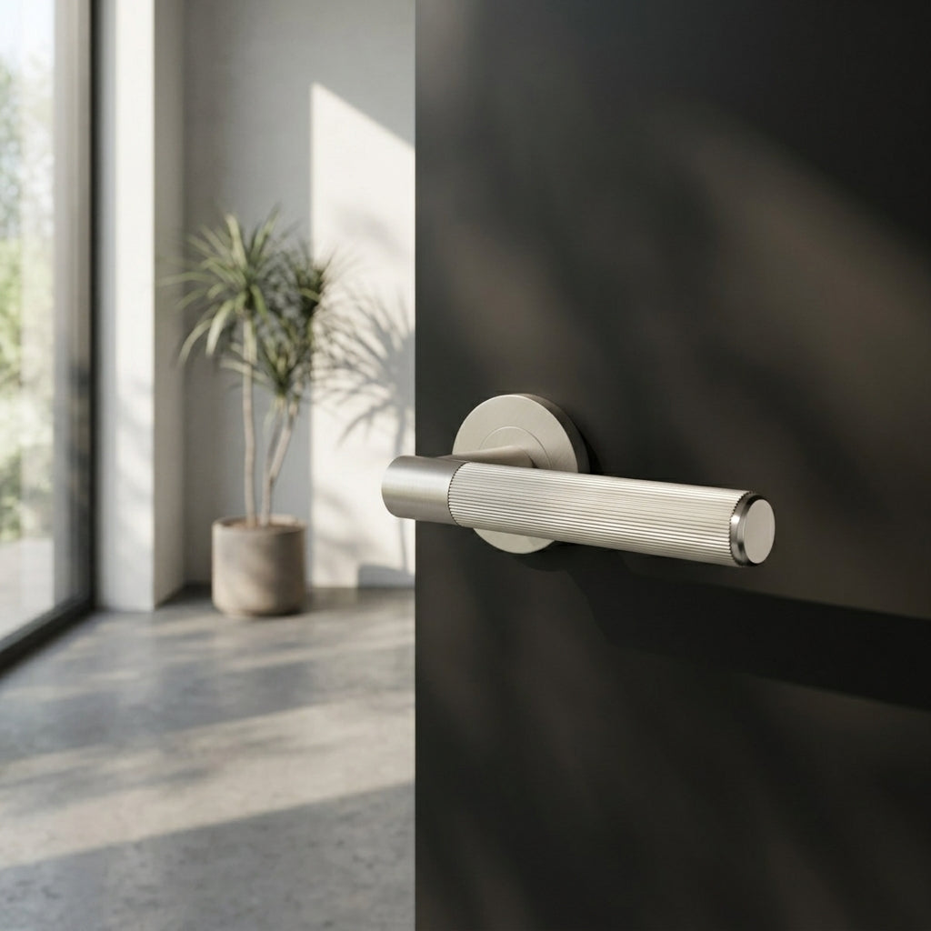 Reeded Spitfire Lever on Round Rose