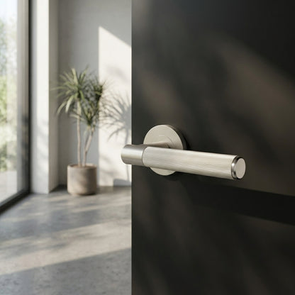 Reeded Spitfire Lever on Round Rose