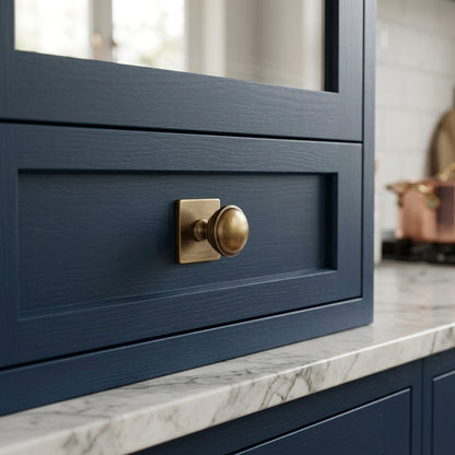 Quantock Cupboard Knob on Square Backplate