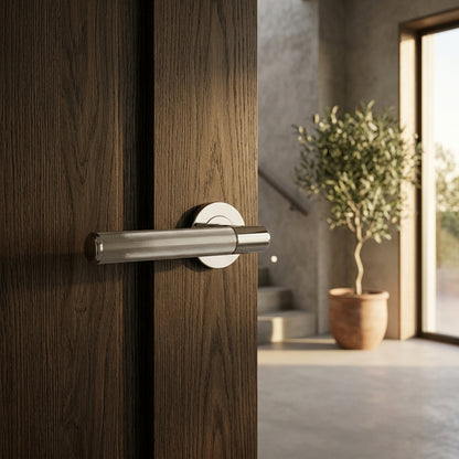 Reeded Spitfire Lever on Round Rose