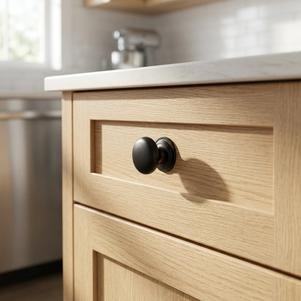 Waltz Round Cupboard Knob on Stepped Rose