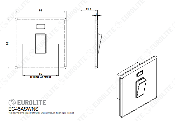 Concealed 3mm 45Amp Switch with Neon Indicator