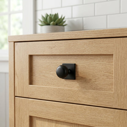 Quantock Cupboard Knob on Square Backplate