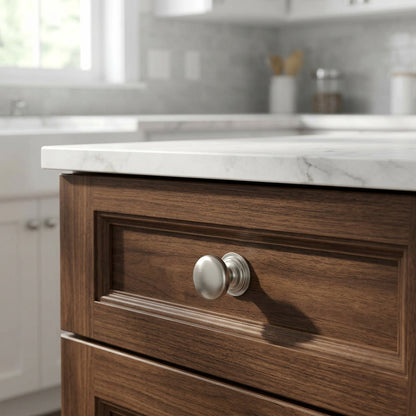 Waltz Round Cupboard Knob on Stepped Rose