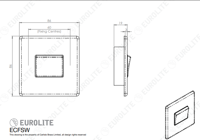 Concealed 3mm Fan Isolator Switch