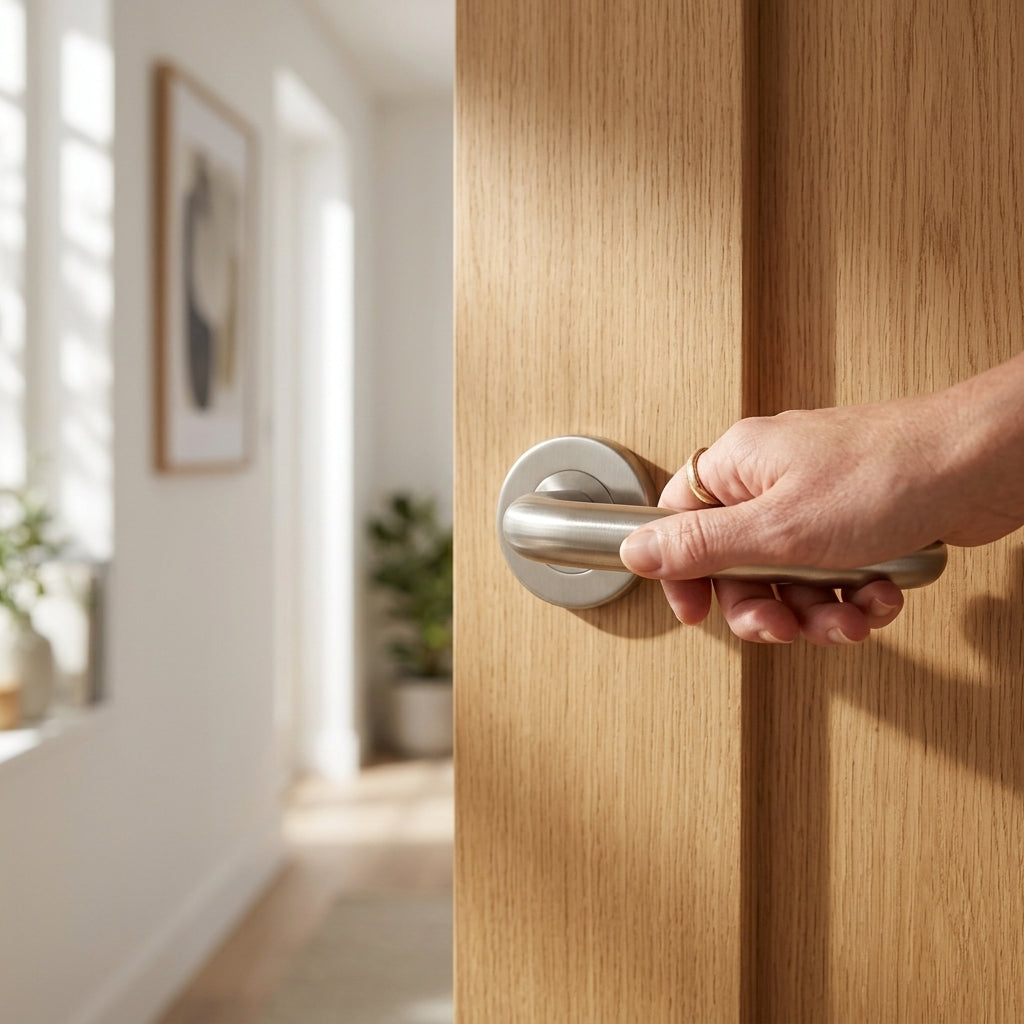 Nera 22mm Safety Lever on Sprung Push-on Round Rose