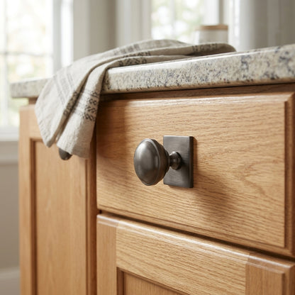 Quantock Cupboard Knob on Square Backplate