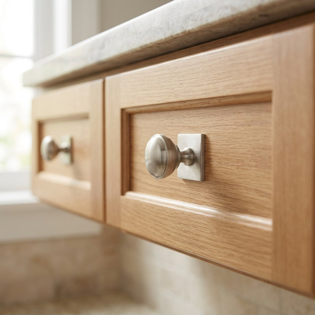 Quantock Cupboard Knob on Square Backplate