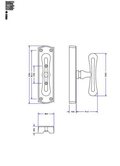 Espagnolette Bolt Tee Knob Set