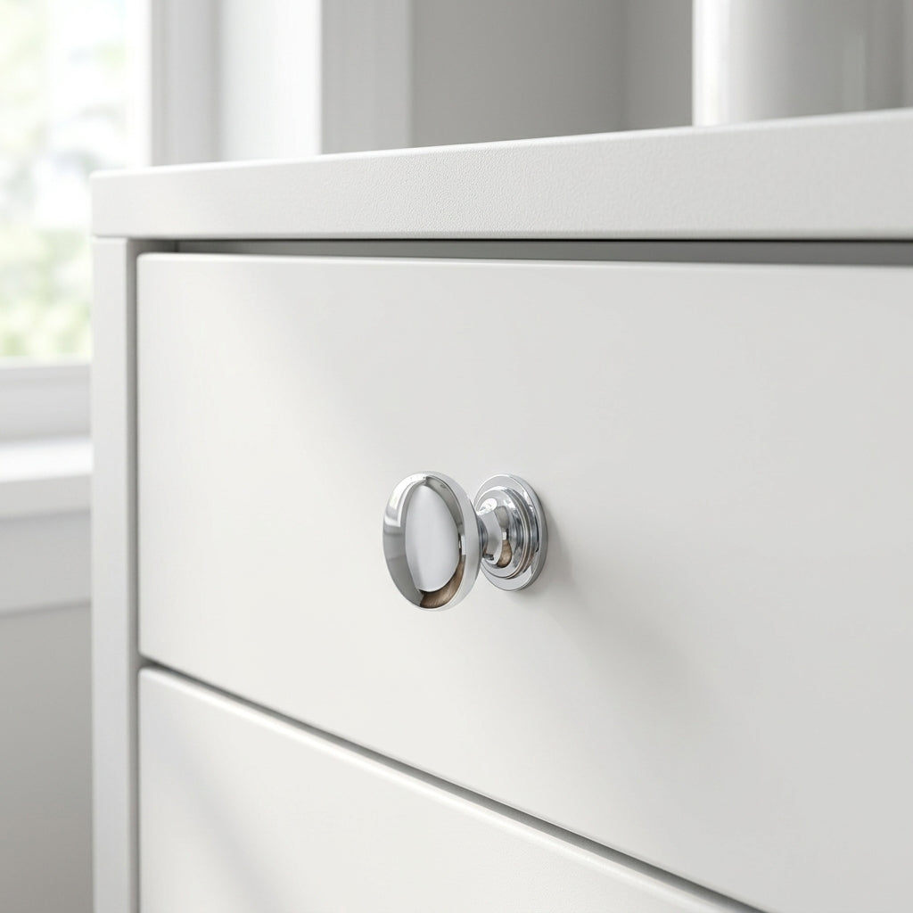 Waltz Round Cupboard Knob on Stepped Rose
