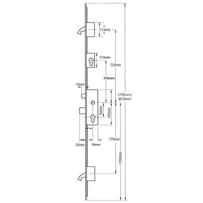 Cobra Latch Deadbolt 2 Hooks Multipoint Door Lock - with Lockout Facility