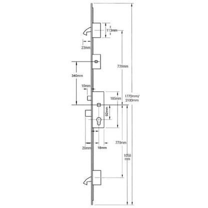 Cobra Latch Deadbolt 2 Hooks Split Spindle Multipoint Door Lock - with Entryguard Facility