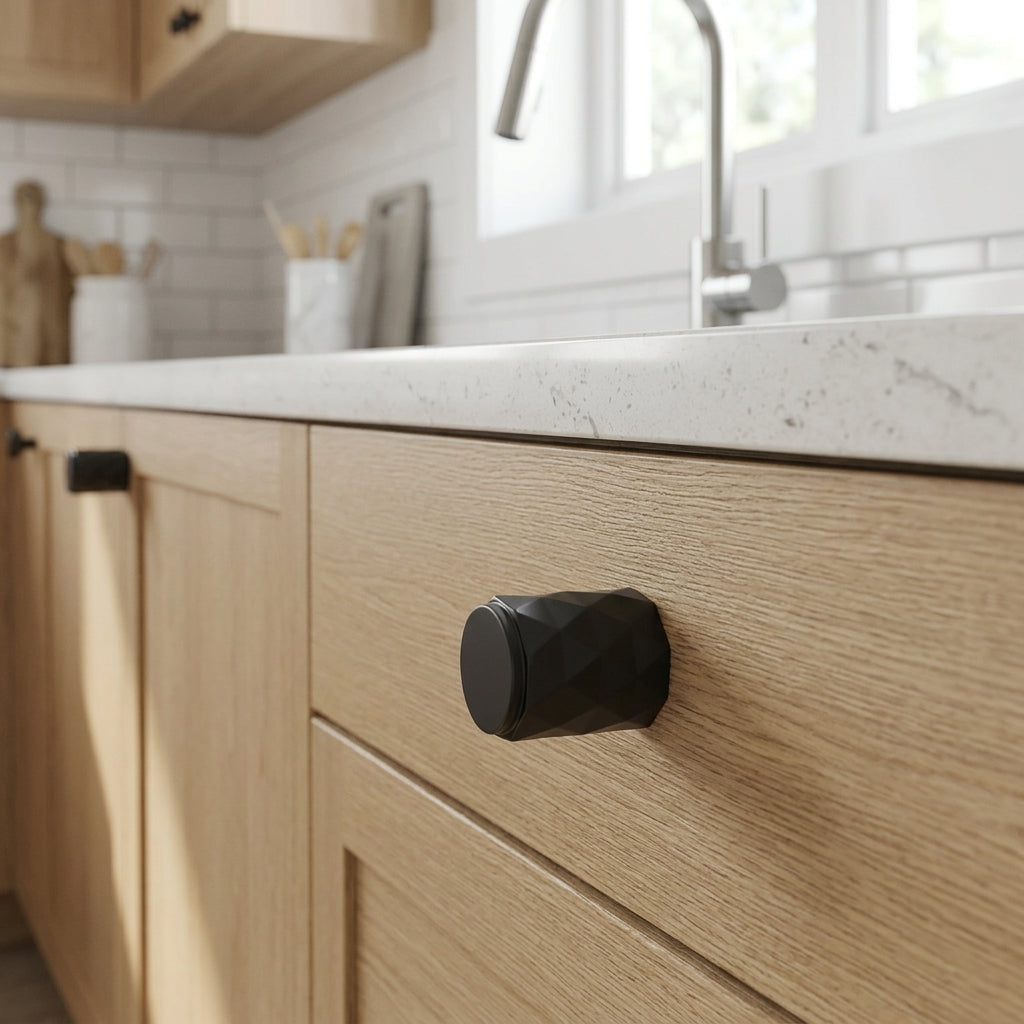 Diamond Cut Cylinder Cabinet Knob 30mm Dia.