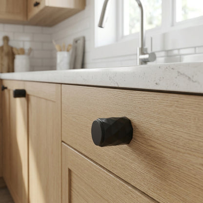 Diamond Cut Cylinder Cabinet Knob 30mm Dia.