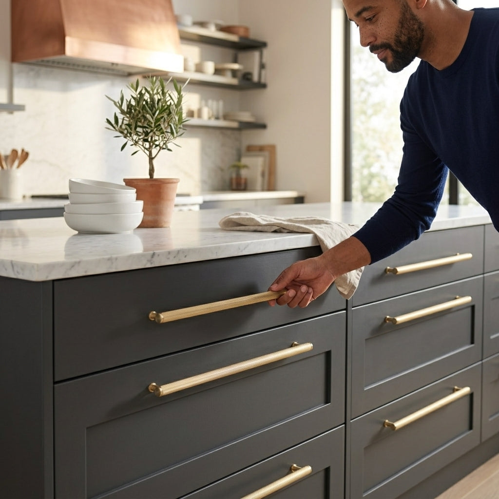Crispin Knurled T-bar Cupboard Pull Handle
