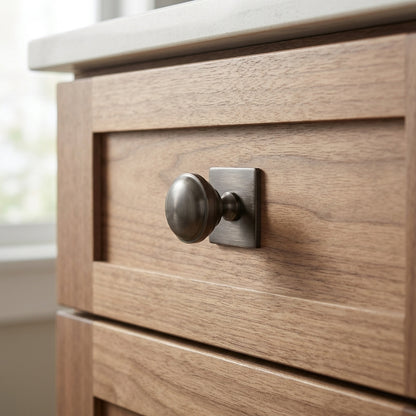Quantock Cupboard Knob on Square Backplate
