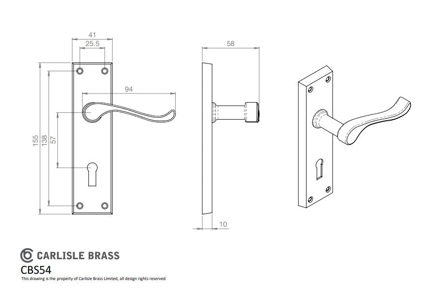 Contract Victorian Scroll Lever on Backplate