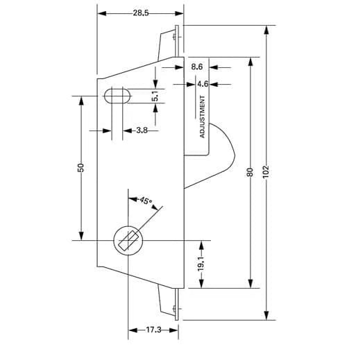 Rite MS1848 Metal Patio Door Hookbolt Deadlock