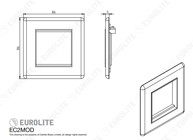Concealed 3mm 2 Gang Module Frame