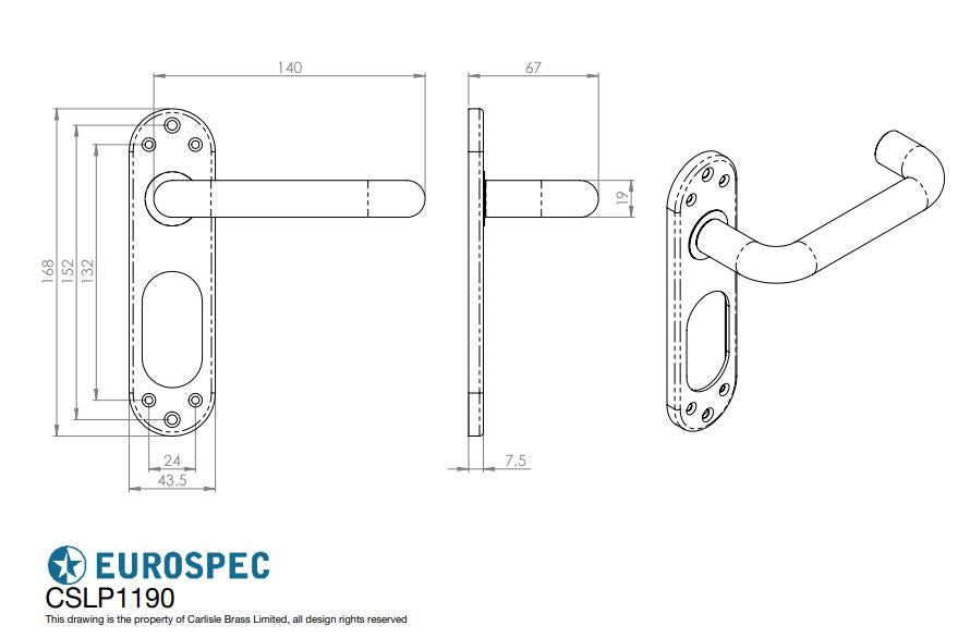 Stainless Steel Safety and Straight Lever on Inner Backplate