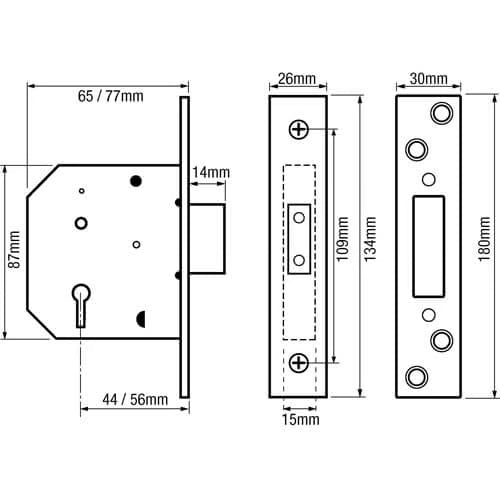 201/301 Viscount Non British Standard 5 Lever Mortice Deadlock