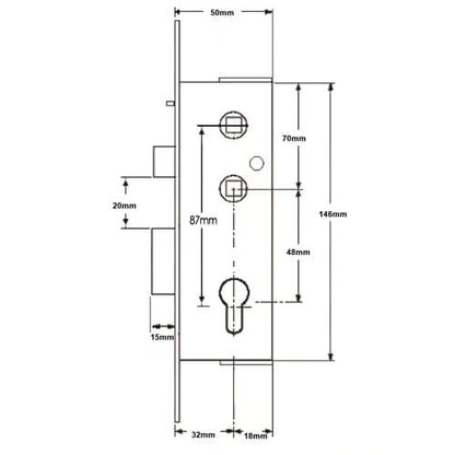 Gibbons Monalock Copy Gearbox With Snib For Aluminium Doors - Lift Lever or Double Spindle