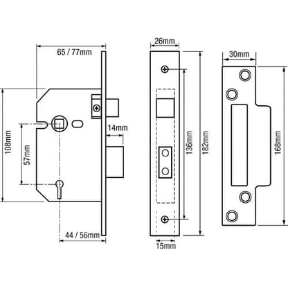 202/302 Viscount Non British Standard 5 Lever Mortice Sashlock