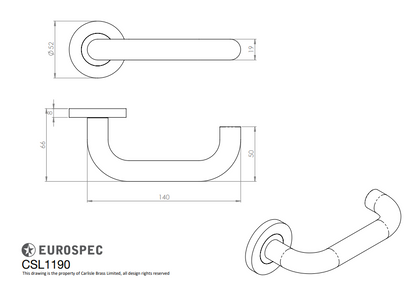 Grade 304 Nera 19mm Safety Lever on Sprung Push-on Round Rose