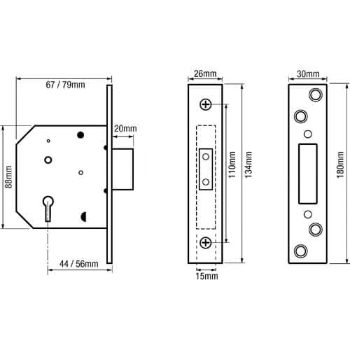 2100 Strongbolt British Standard 3621:2007 Mortice Deadlock