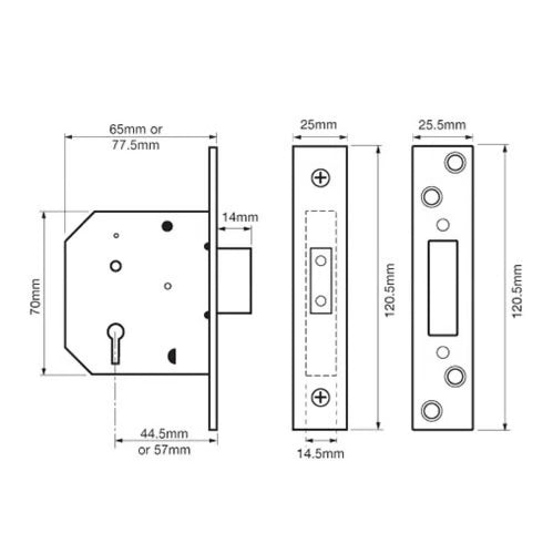 2101 Non British Standard 5 Lever Mortice Deadlock
