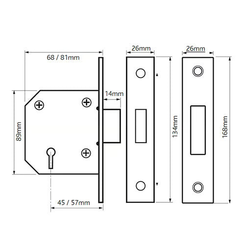 2103 Strongbolt 3 Lever Mortice Deadlock