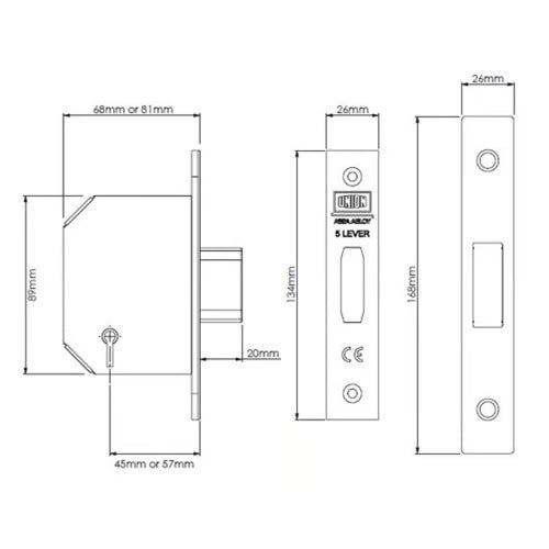 2105 Non British Standard 5 Lever Mortice Deadlock