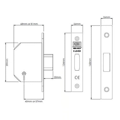 2105 Non British Standard 5 Lever Mortice Deadlock