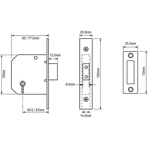 2126 Bathroom Mortice Deadlock