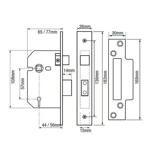 217 Viscount Rebated Non British Standard 5 Lever Mortice Sashlock