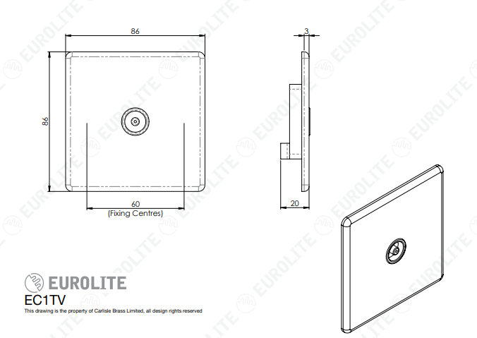 Concealed 3mm Tv Socket