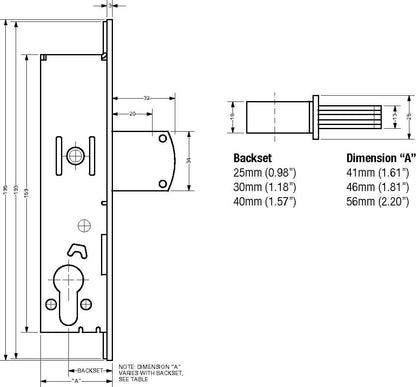 2200 Euro Swing Deadbolt Case for Metal Doors