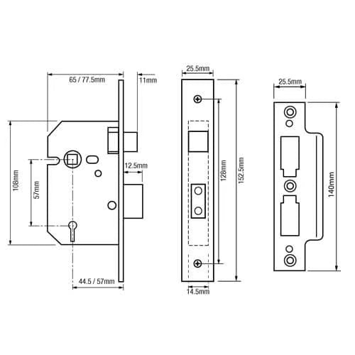 2201 Non British Standard 5 Lever Mortice Sashlock