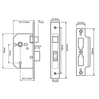 2201 Non British Standard 5 Lever Mortice Sashlock
