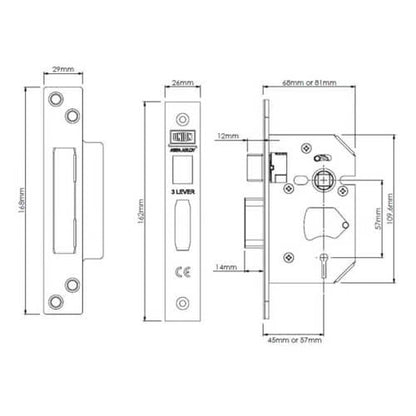 2203 Strongbolt 3 Lever Mortice Sashlock