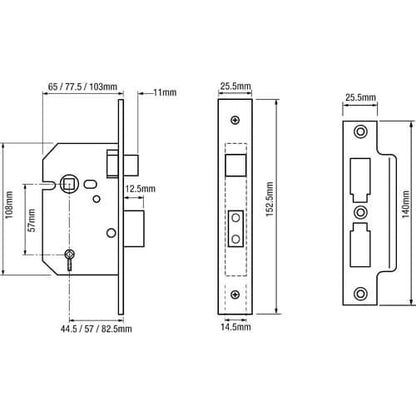 2026 Horizontal Bathroom Mortice Sashlock